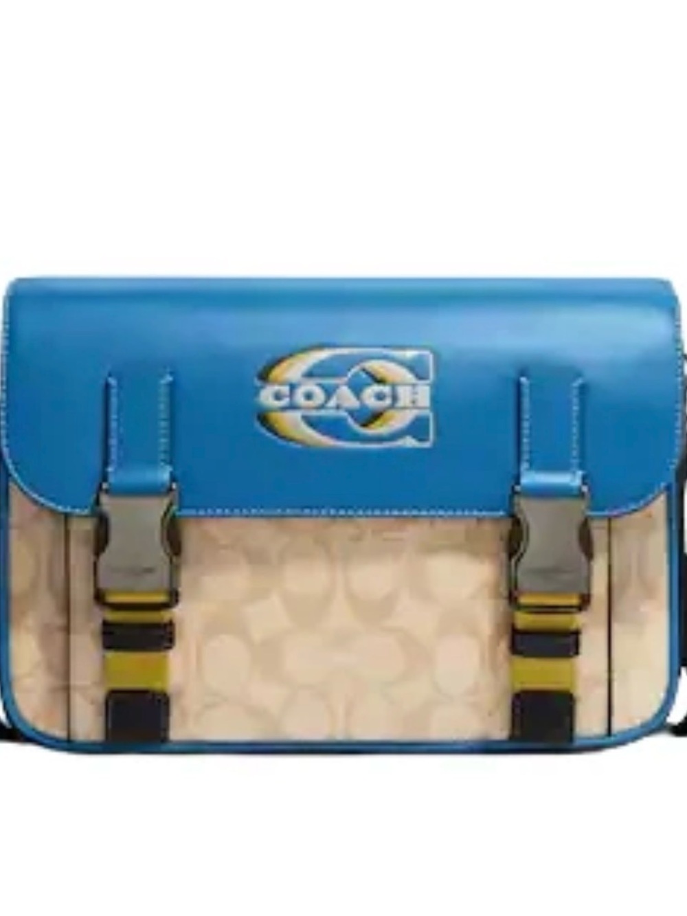 COACH trail Blue and Beige Signature Crossbody Messenger